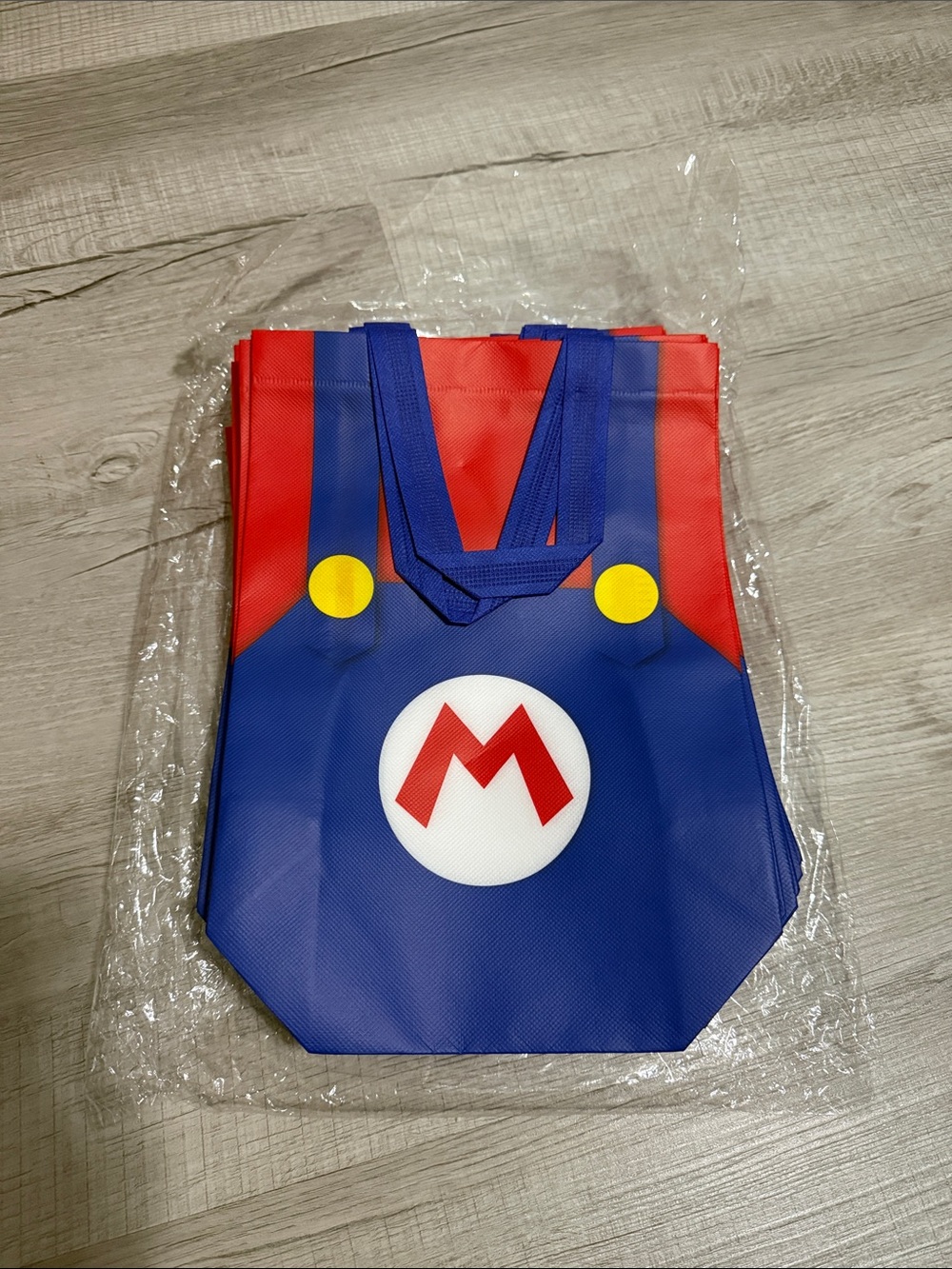 18 Super Mario Themed Blue and Red Tote Bag 9.5 x 13.5 inches
